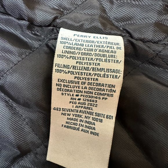 Perry Ellis Portfolio Men's Lambskin Leather Jacket, Size Medium, Black, NWT‎ - Picture 12 of 15